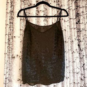 Zara Black Sequin Camisole Tank Sheer Black